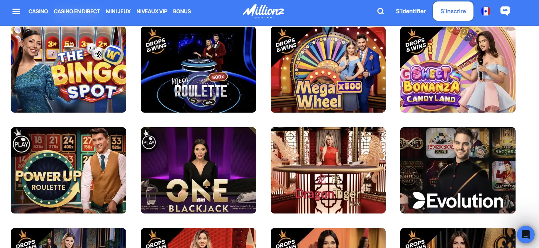 Jeux et Casino en Direct sur Millionz